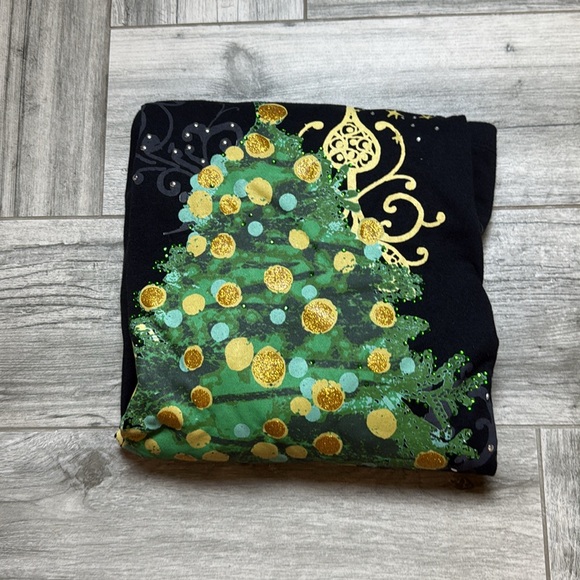 Coral Bay Tops - Coral Bay Missy Womens Black 3/4 Sleeve Christmas Tree Top Size Black